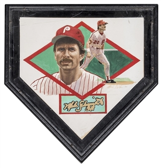 Mike Schmidt Signed Painted Home Plate (JSA)